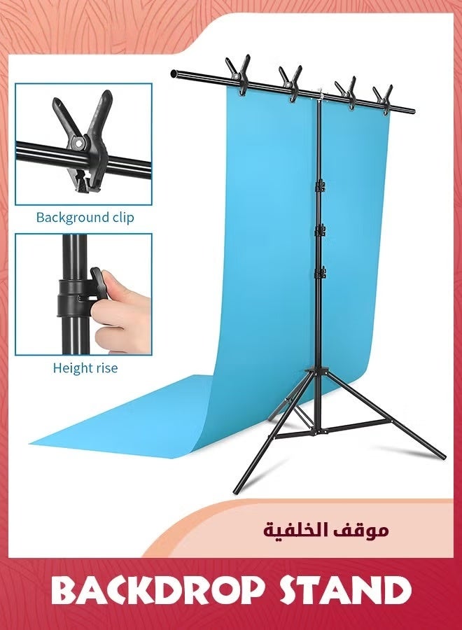 EETU Backdrop Support Stand,T-Shape 1M Wide 2M Tall,Background Support Stand System With Carry Bag And 2 Clamps For Background,Photo And Video Studio - Image 2