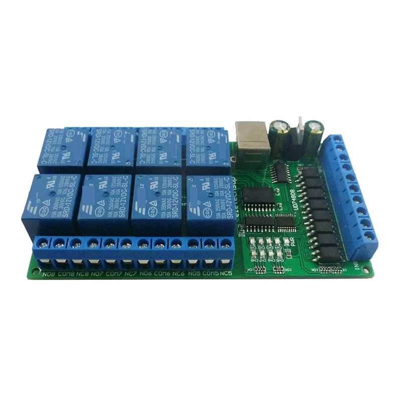 DC 12V 24V 8ch USB Serial Port Relay Optically Isolated IO Module UART RS232 Switch Board CH340 for WIN10 WIN7(DC 24V) - Image 1