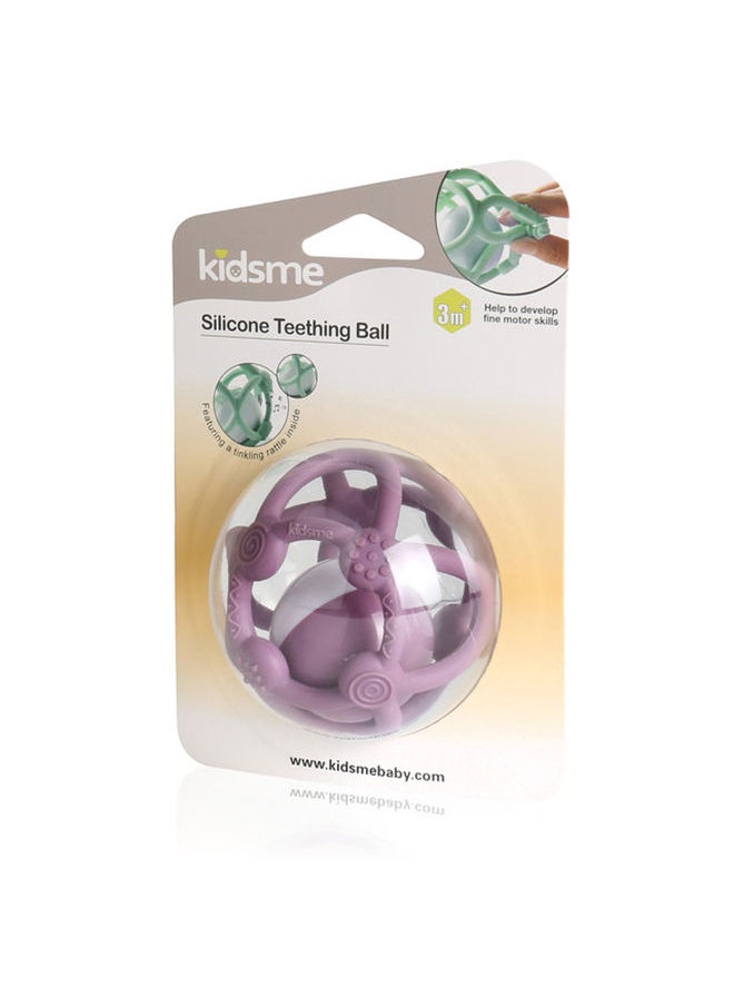kidsme - Silicone Teething Ball For Hearing And Motor Skill Development For Baby Girl From 3 Months And Above Plum - Image 1