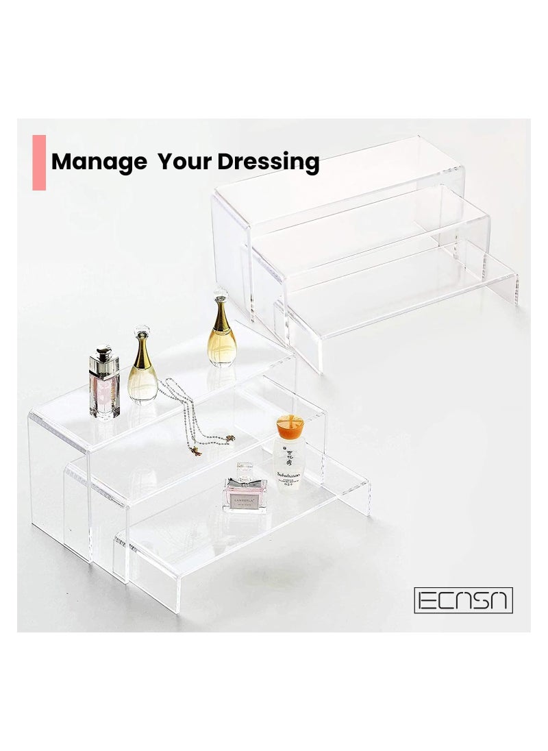 6 pcs Clear Acrylic Showcase Display Risers Dessert and Cupcake Stand Risers for party event shoe Riser Display Organizer Cosmetics Display Riser