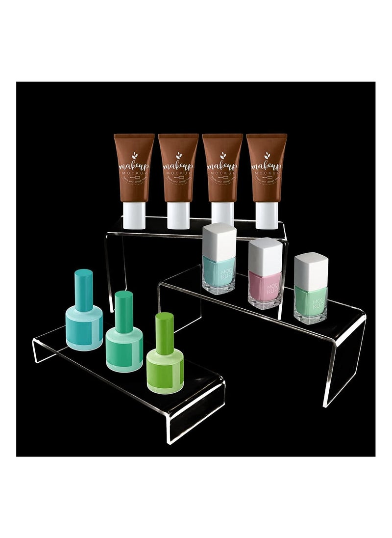 6 pcs Clear Acrylic Showcase Display Risers Dessert and Cupcake Stand Risers for party event shoe Riser Display Organizer Cosmetics Display Riser