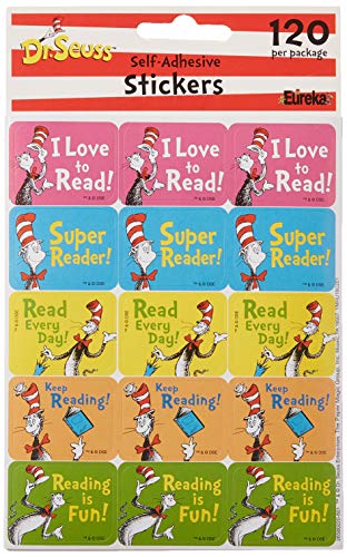 Eureka Classroom Decorations Cat in The Hat Reading Stickers for Kids and Educational Fun, 120pc - Image 2
