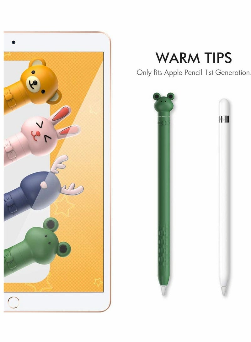 SYOSI Pencil Case, Cute Cartoon Soft, Silicone Sleeve Cover Accessories, for Apple Pencil 1st Generation(Green Frog) - Image 2