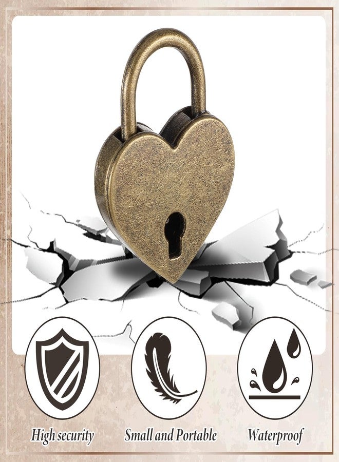 جريفوسيا قفل جريفوسيا العتيق الصغير، قطعتان، قفل على شكل قلب مع مفتاح، قفل معدني برونزي عتيق لصندوق المجوهرات، دفتر اليوميات، حقيبة اليد، صندوق التخزين، حقيبة السفر، قفل مزخرف - Image 4