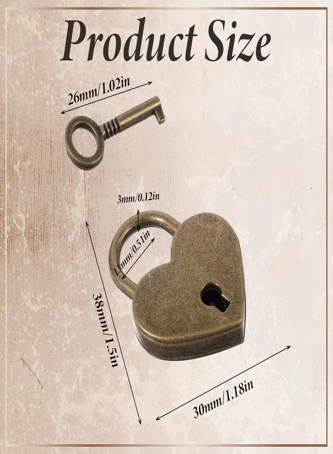 جريفوسيا قفل جريفوسيا العتيق الصغير، قطعتان، قفل على شكل قلب مع مفتاح، قفل معدني برونزي عتيق لصندوق المجوهرات، دفتر اليوميات، حقيبة اليد، صندوق التخزين، حقيبة السفر، قفل مزخرف - Image 2