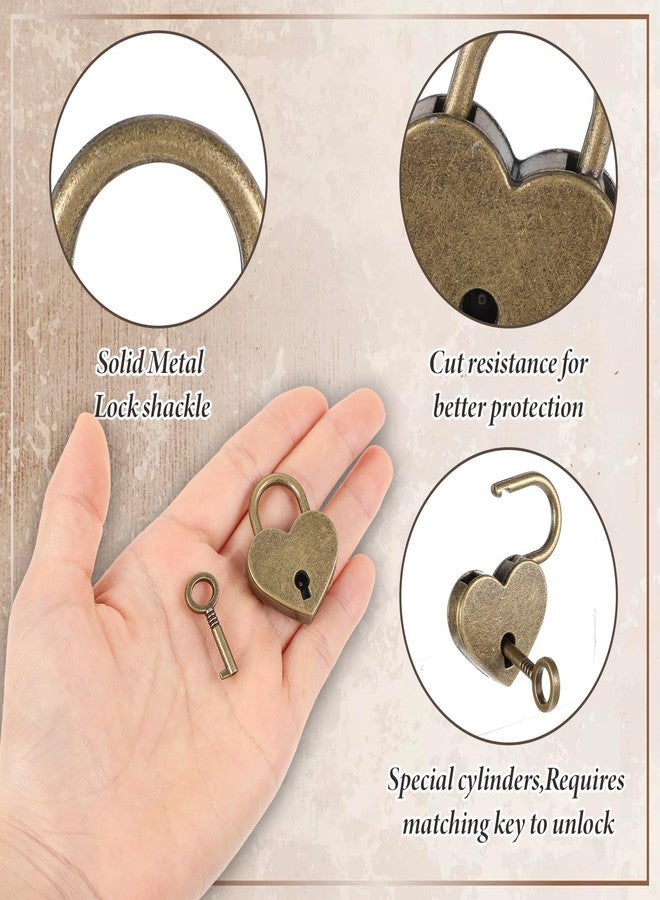 جريفوسيا قفل جريفوسيا العتيق الصغير، قطعتان، قفل على شكل قلب مع مفتاح، قفل معدني برونزي عتيق لصندوق المجوهرات، دفتر اليوميات، حقيبة اليد، صندوق التخزين، حقيبة السفر، قفل مزخرف - Image 3