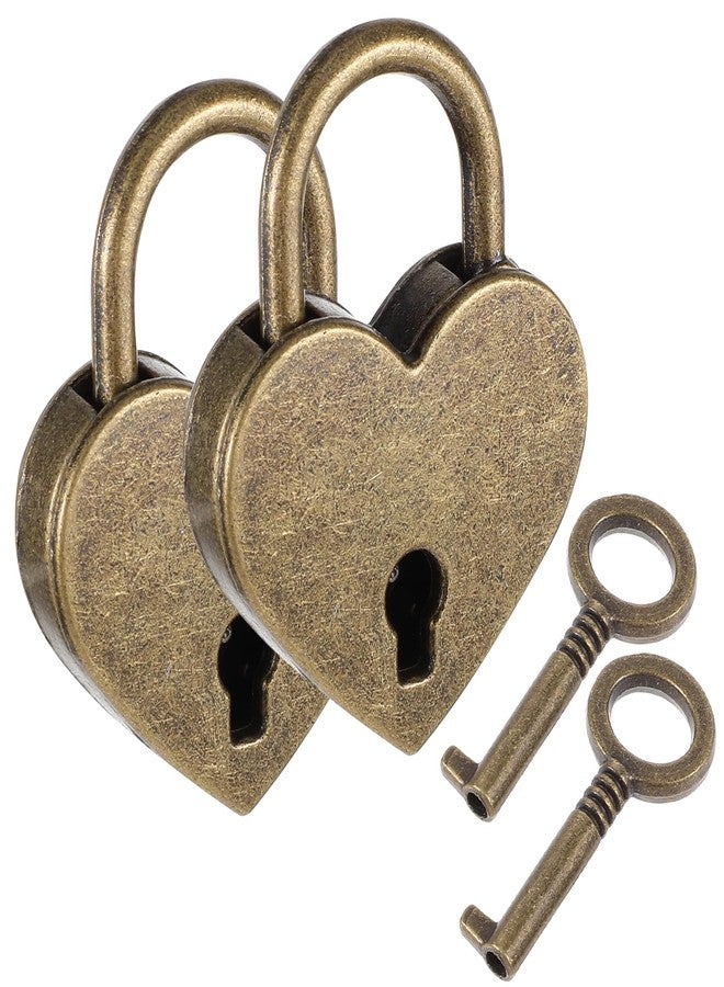 جريفوسيا قفل جريفوسيا العتيق الصغير، قطعتان، قفل على شكل قلب مع مفتاح، قفل معدني برونزي عتيق لصندوق المجوهرات، دفتر اليوميات، حقيبة اليد، صندوق التخزين، حقيبة السفر، قفل مزخرف - Image 1