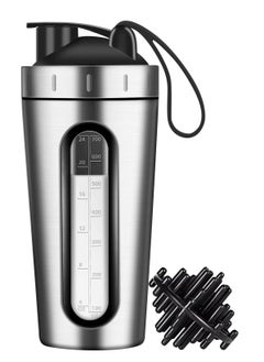 Stainless Steel Protein Shaker Bottle with Mixing Ball,Leak-Proof Protien Shakers Cup, Visible Measuring Window,Safe BPA Free Blender Bottles for Protein Mixes 28oz Gym Workout Fitness