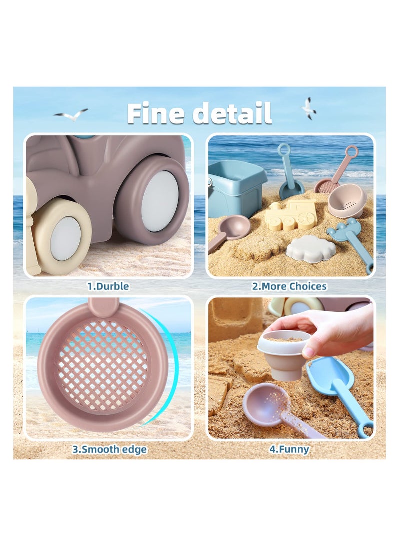Beach Toys for Toddlers, Kids Sand Toys Include Train Beach Truck, Beach Bucket, Scoop, Trowel, Colander, Rake, Sand Castle Toys, Sand Toy Sets, Sandbox Toys with Gift Box, Gifts for kids - Image 2