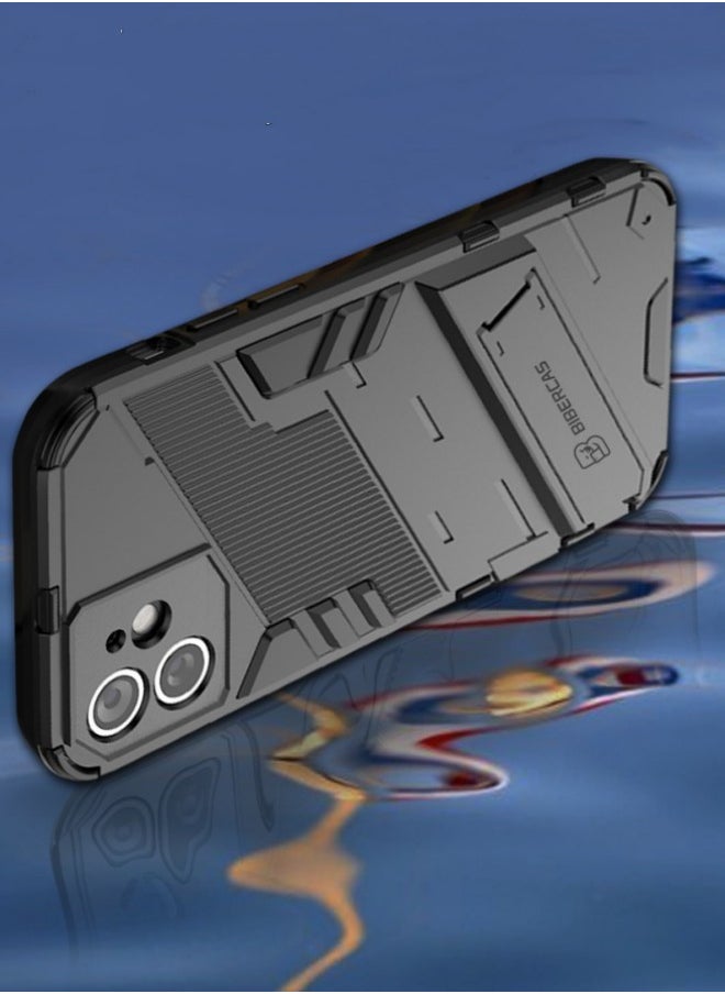 WAOKN - iPhone 15 Pro Max Case with Raised Edge Screen Protection, Super Strong Heavy Duty Shockproof with Stand Protector Film Full Coverage Case (Black) - Image 1