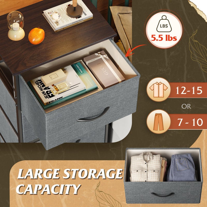 WLIVE Dresser with 4 Drawers, Storage Tower, Organizer Unit, Fabric Dresser for Bedroom, Hallway, Entryway, Closets, Sturdy Steel Frame, Wood Top, Easy Pull Handle, Dark Grey - Image 4