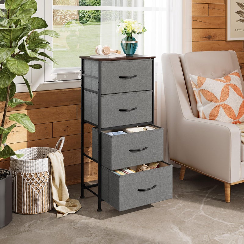 WLIVE Dresser with 4 Drawers, Storage Tower, Organizer Unit, Fabric Dresser for Bedroom, Hallway, Entryway, Closets, Sturdy Steel Frame, Wood Top, Easy Pull Handle, Dark Grey - Image 2