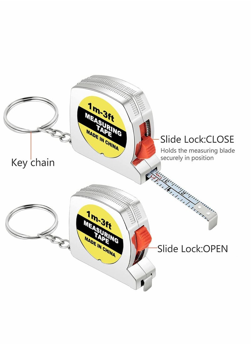 Y&D - Tape Measure Keychains, 12 Pcs 1.57 Inch Mini Keychain Functional Small Pocket Retractable Measuring with Stable Slide Lock - Image 1