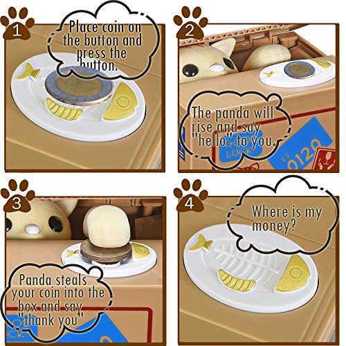 HmiL-U Cat Stealing Money Bank, Piggy Bank for Kids, Coin Bank for Money Saving, Automatic Stealing Money with English Speaking, Creative Gift (Lucky Cat) - Image 5