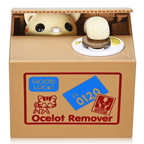 HmiL-U Cat Stealing Money Bank, Piggy Bank for Kids, Coin Bank for Money Saving, Automatic Stealing Money with English Speaking, Creative Gift (Lucky Cat) - Image 1