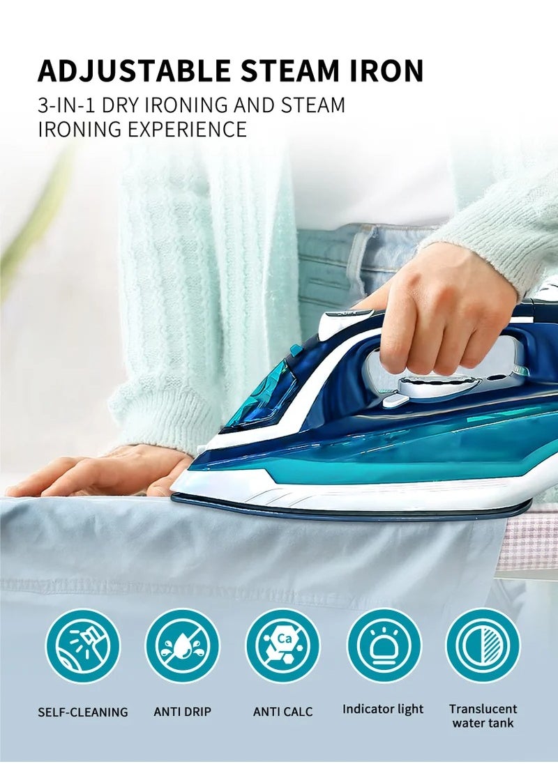 SLIVERS CRIEST - Steam Lron With Non-Stick Soleplate/Self Clean Function 2200 W Blue/White - Image 1