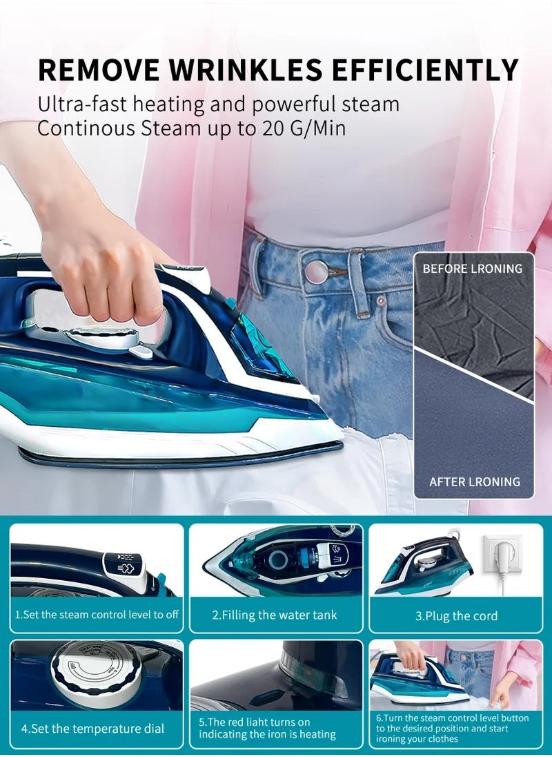 SLIVERS CRIEST - Steam Lron With Non-Stick Soleplate/Self Clean Function 2200 W Blue/White - Image 1