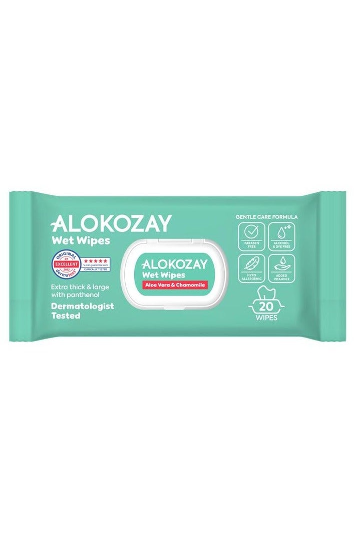 Alokozay Baby Wet Wipes Aloe-Vera And  Camomile 12 x 40 Wipes - Image 1