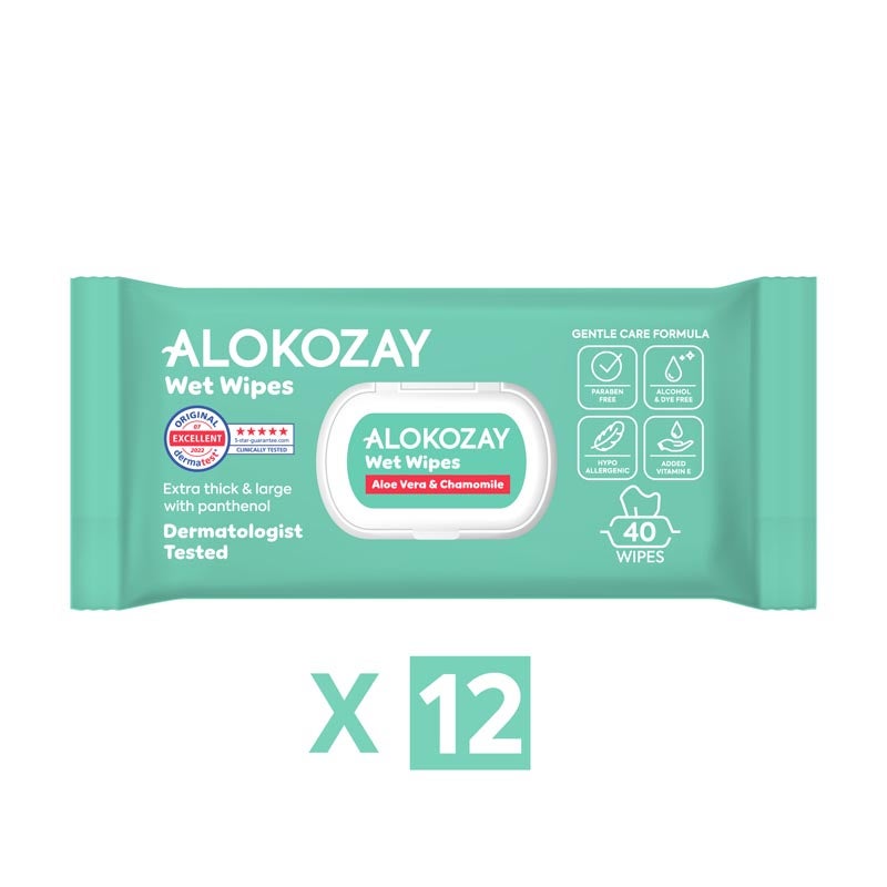 Alokozay Baby Wet Wipes Aloe-Vera And  Camomile 12 x 40 Wipes - Image 2