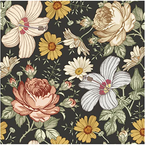 Blooming Wall Multicolor Peony Daisy Peel and Stick Wallpaper Removable Self Adhesive Wall Mural Wall Decor, 14.5 Square Ft/Roll - Image 1