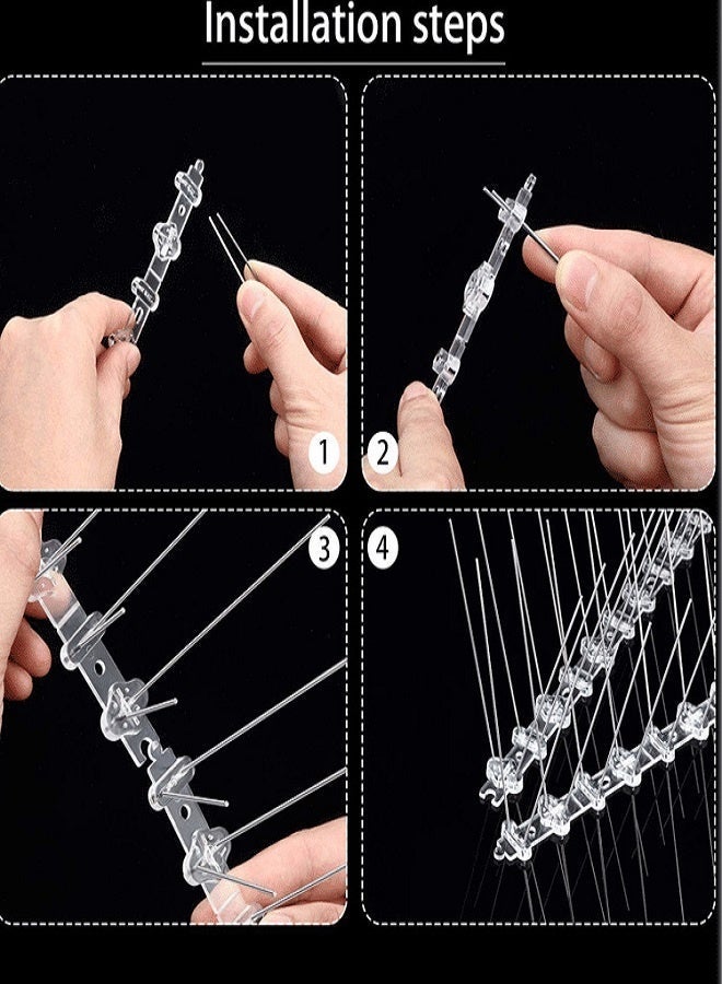 50cm Stainless Steel Bird Spikes, 12 Pack (40 Needles Each Strip), Humane Anti Pigeon Spikes with PC Base, Multi-Use Deterrent for Birds, Cats, Squirrels, Anti-Climb Barrier for Balcony, Roof, Fence, Window Sill - Image 4