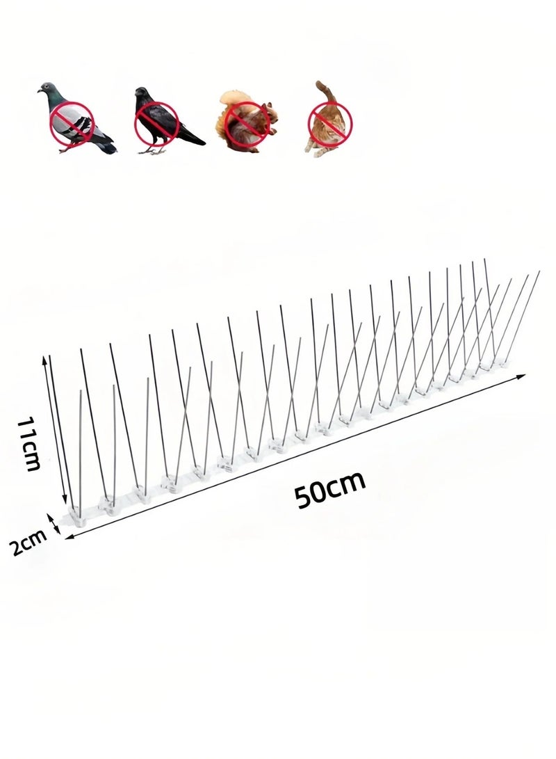 50cm Stainless Steel Bird Spikes, 12 Pack (40 Needles Each Strip), Humane Anti Pigeon Spikes with PC Base, Multi-Use Deterrent for Birds, Cats, Squirrels, Anti-Climb Barrier for Balcony, Roof, Fence, Window Sill - Image 2