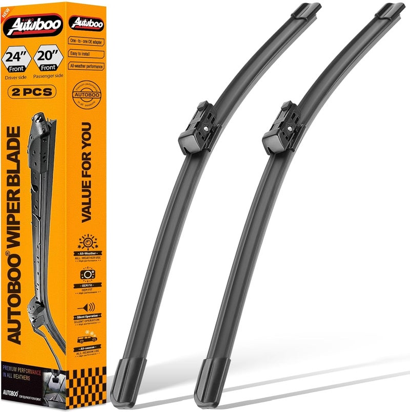 AUTOBOO OEM Wiper Blades Replacement for Audi A4 Q5 Q3 RS5 S5 allroad 2009-2020 Original Equipment Replacement Windshield Wipers 24 inch / 20 inch -Original Factory Quality (Set of 2) Top Lock 16mm - Image 1