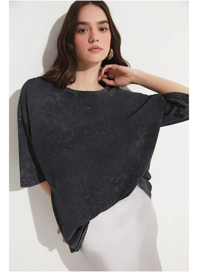 JUNE June Washable 100% Cotton T-Shirt Black