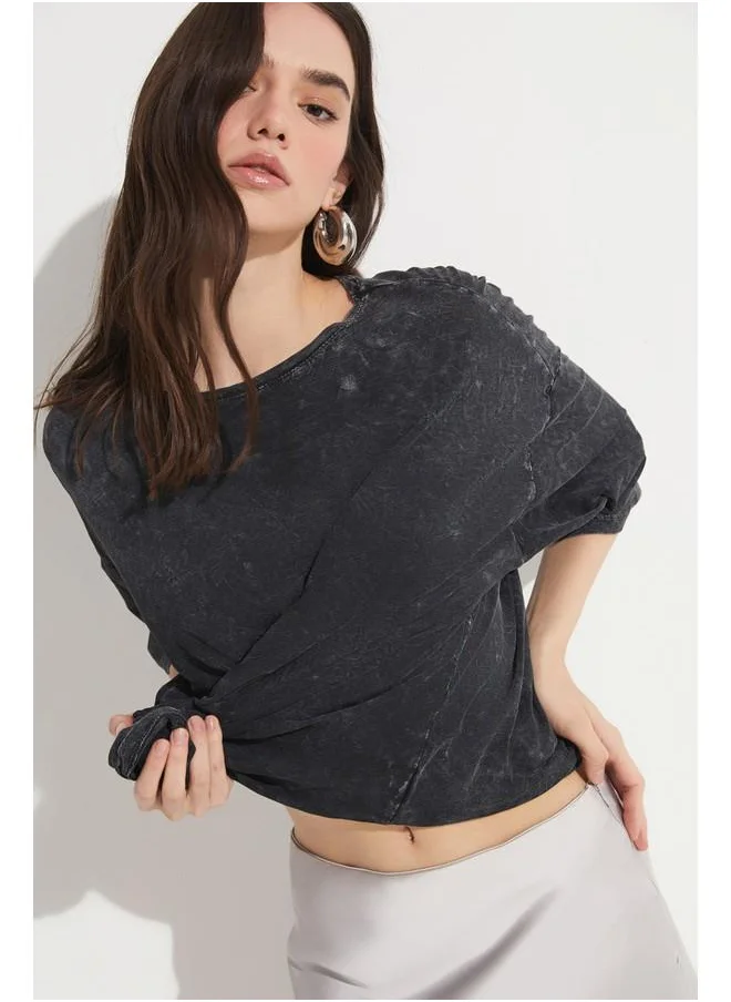JUNE June Washable 100% Cotton T-Shirt Black