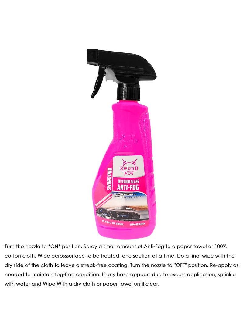 Sword Pro - Sword Pro Interior Glass Anti-Fog 500ml - Prevents Fogging for Clear Vision SW-0309 - Image 1