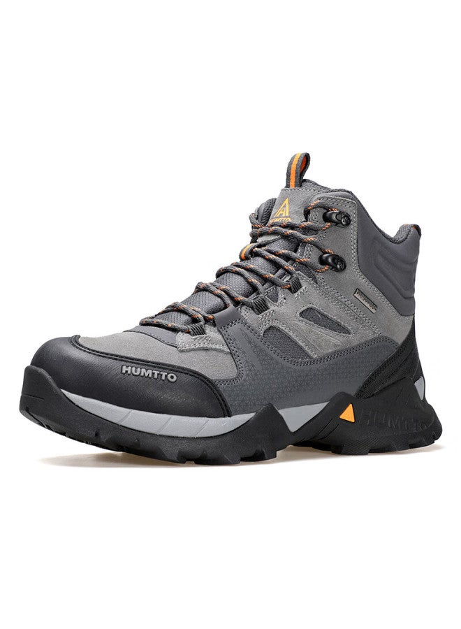 HUMTTO Humtto High-top Waterproof Shoes Men's Rainy Day Anti-slip Wear-resistant Hiking Shoes Outdoor Cross-country Climbing Shoes Deep Grey Size 40 - Image 2