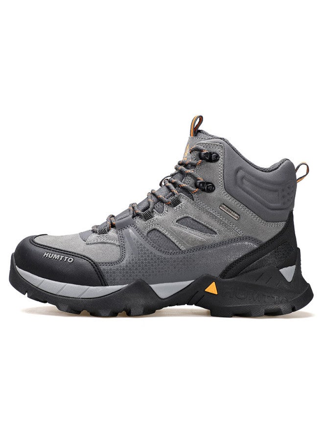 HUMTTO Humtto High-top Waterproof Shoes Men's Rainy Day Anti-slip Wear-resistant Hiking Shoes Outdoor Cross-country Climbing Shoes Deep Grey Size 40 - Image 3