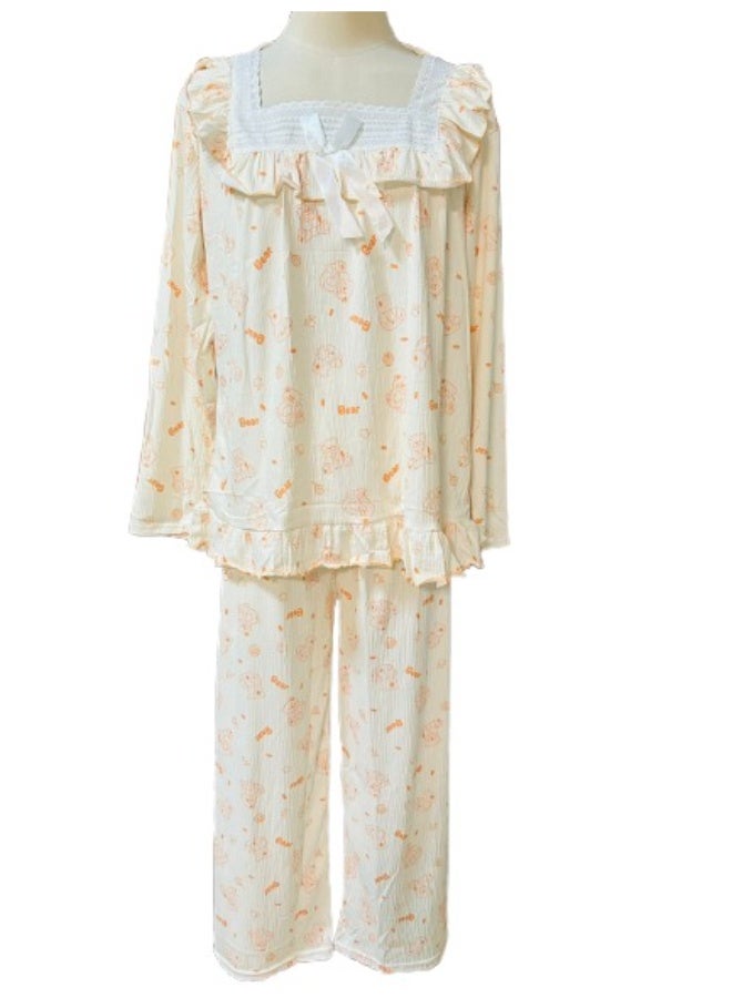 Set of New Spring Women's Printed Pajamas with Long Sleeve and Pants - Image 1