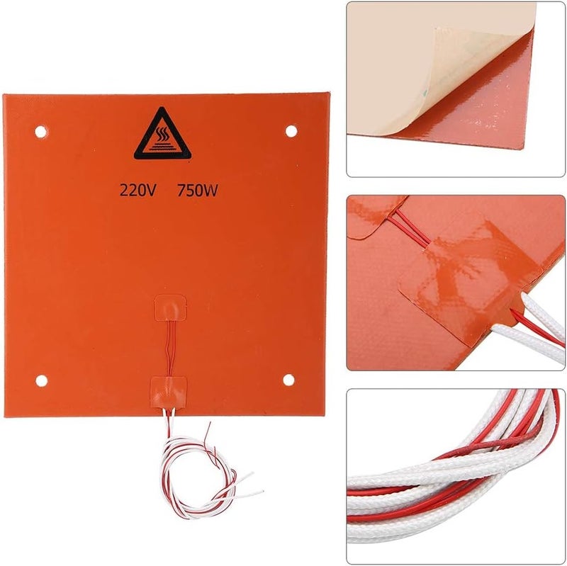 klarako 3D Printer Hot Bed, Silicone Hot Heated Bed Heating Pad Biqu Heat Bed Power Module Expansion Hot Bed Mos Tube for 3D Printer(220v 750w 310 * 310mm) - Image 5