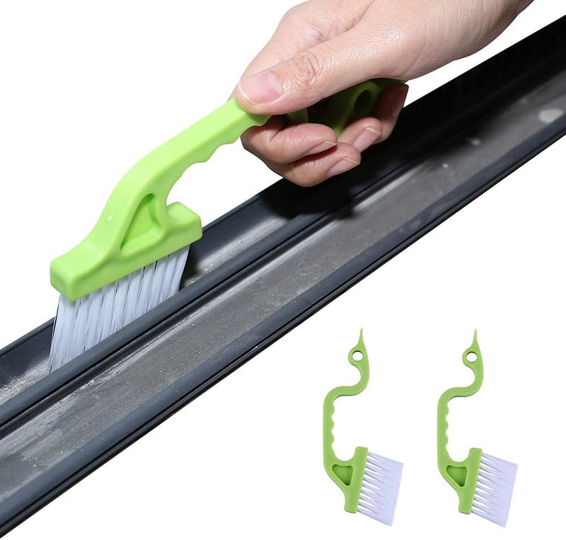 Rienar 2pcs Handheld Groove Gap Cleaning Tools Door Window Track Kitchen Cleaning BrushesGreen - Image 1