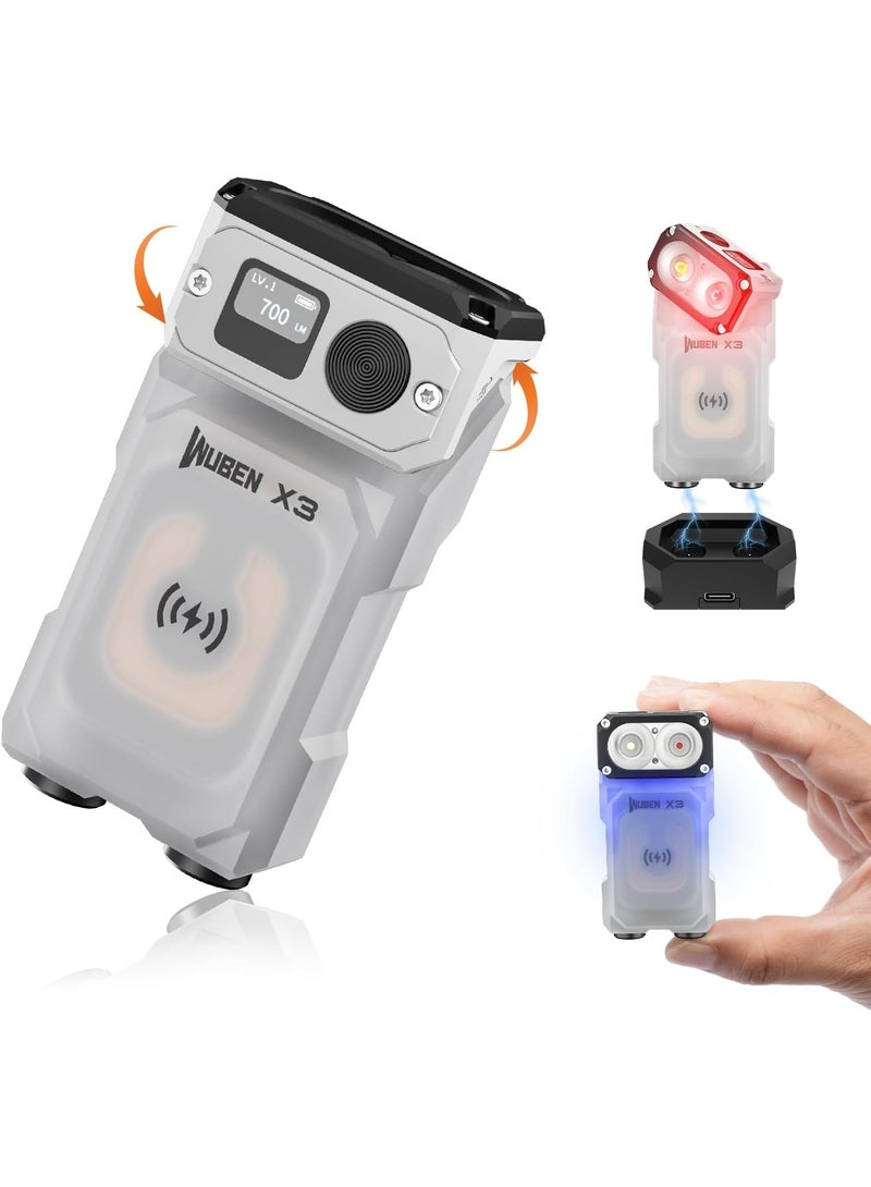 WUBEN X3 Mini Flashlight with Rechargeable Charging Box 180 Degree EDC Keychain Flashlight Twist Ip65 Waterproof Magnet Pocket Flashlight 10 Mode Type-C Lanyard for Camping, Outdoor, Inspection, Gift - Image 2