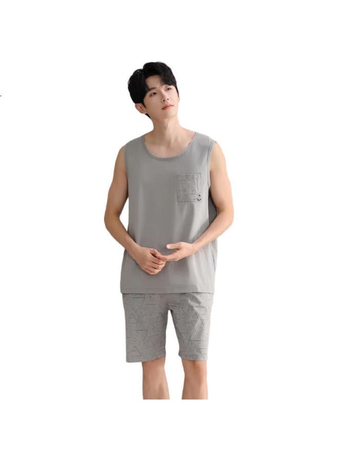 Liberal Men'S Cotton Pajamas Set From Free Style【25Th Anniversary New Product】Home Wear Suit Tank Top Summer Short Loose Casual Wear - Image 1