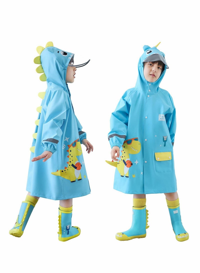 Excefore Kids RainCoat, Reusable Children's raincoats, 3D Cartoon Kids Rain Jacket with Storage Backpack - Image 1