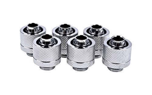 Alphacool Eiszapfen G1/4" to 10mm ID, 16mm OD Compression Fitting for Soft Tubing, Chrome, 6-pack - Image 5