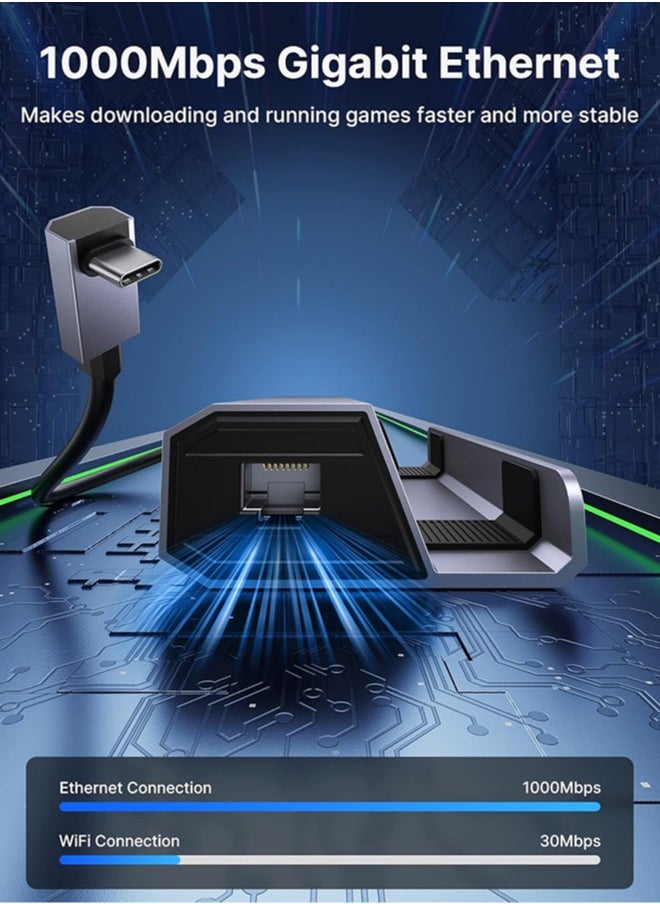 Chixing - Docking Station for Steam Deck & ROG Ally, 6-in-1 Steam Deck Dock with HDMI 2.0 4K@60Hz, Gigabit Ethernet, 3 USB-A 3.0 and 60W USB-C Charging Port, Compatible with Steam Deck - Image 1