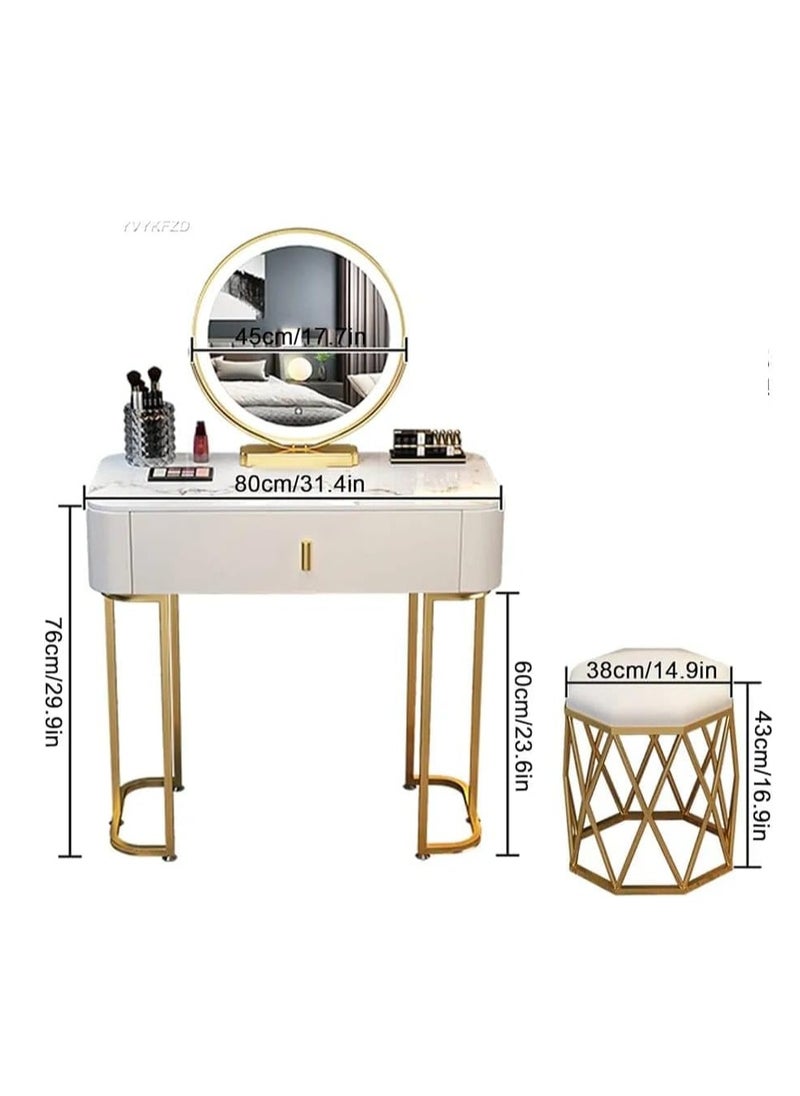 Generic Dressing Table with LED Lights Mirror, Makeup Table and Padded Stool Set, Makeup Dressing Table Touch Light, for Small Bedrooms in Small Spaces.. (GREY)  - Image 2