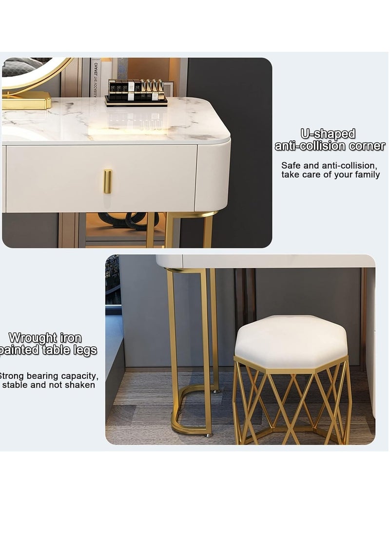 Generic Dressing Table with LED Lights Mirror, Makeup Table and Padded Stool Set, Makeup Dressing Table Touch Light, for Small Bedrooms in Small Spaces.. (GREY)  - Image 5