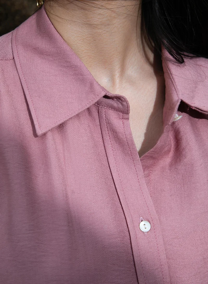 Pinacolada  Women's Rouge Pink Solid Wrinkled Shirt for Women | Best Price UAE