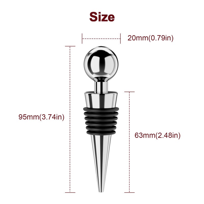 BETTFOR Wine Stoppers for Wine Bottles 3Pcs Vacuum Wine Bottle Stopper with Silicone Reusable Wine Corks, Leak proof Keep Fresh Suitable for Standard (Silver, 3 Pack) - Image 5