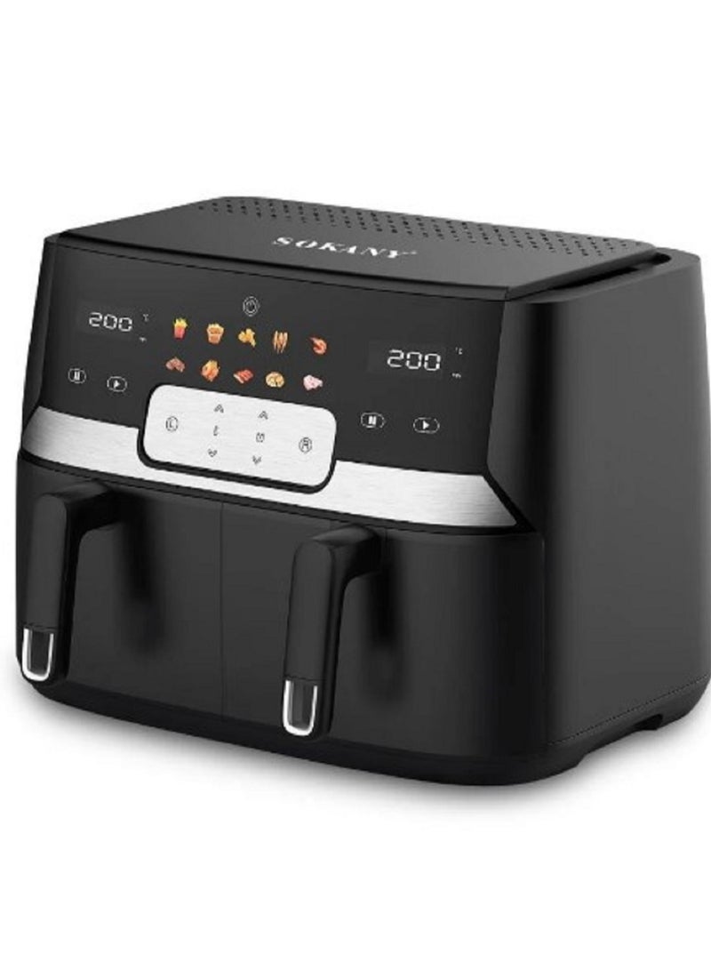 سوكاني قلاية هوائية 2 باب بدون زيت، 1700 + 1700 وات، 5 + 5 لتر، اسود - SK-ZG-8047 - Image 1