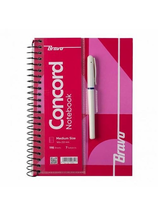 Concord notebook A5 198 sheets pink - 7 subjects