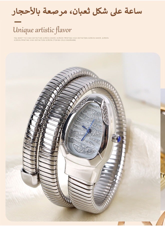 BIFANXI Women's Fashion Watch, Snake-Shaped Diamond Design Quartz Watch ,Fashionable and Versatile Diamond Watch  - Image 2