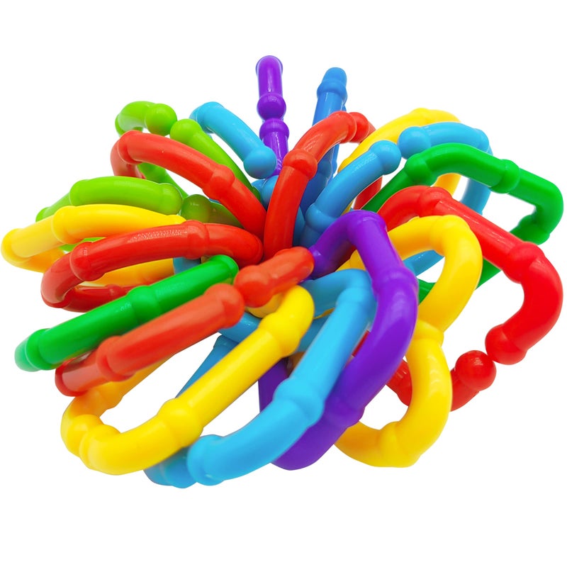 RAINBOW TOYFROG Baby Links Rings - 35 Geometric Linking Chains for Infants & Toddlers - Safe Teething and Sensory Development Toys - Car Seat & Stroller Accessories - Image 2