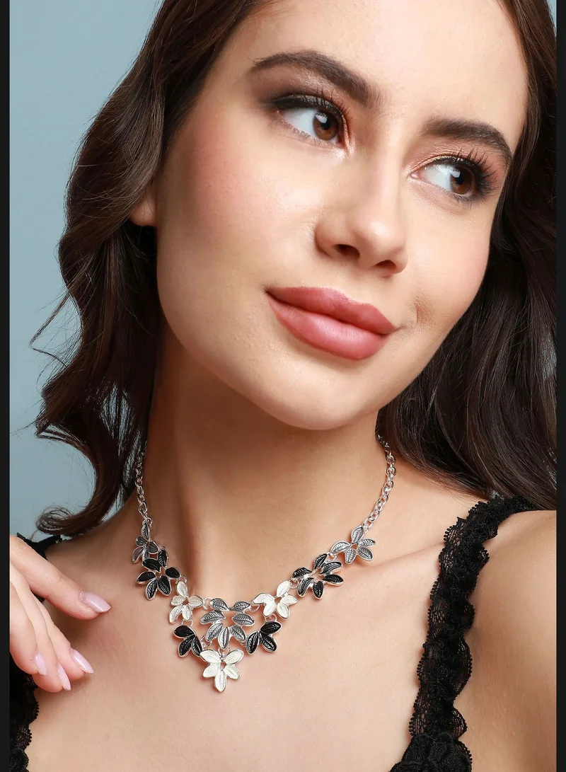 SOHI Silver Plated Designer Party Wear Necklace For Women