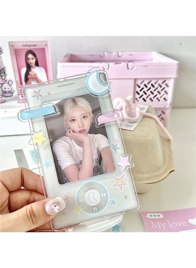 HY Acrylic Kpop Photocard Holder 2 Packs 3 Inch Acrylic Kpop Photocard Holder with Decorative Accessories Kpop Photocard Display Frame Kpop Photocard Stand Kpop Photocard Organizer for Tabletop Decor - Image 2